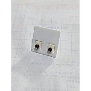 Purple Crystal Stud Earrings with Gold-Tone Back - Push Back Style - Unisex - CZ